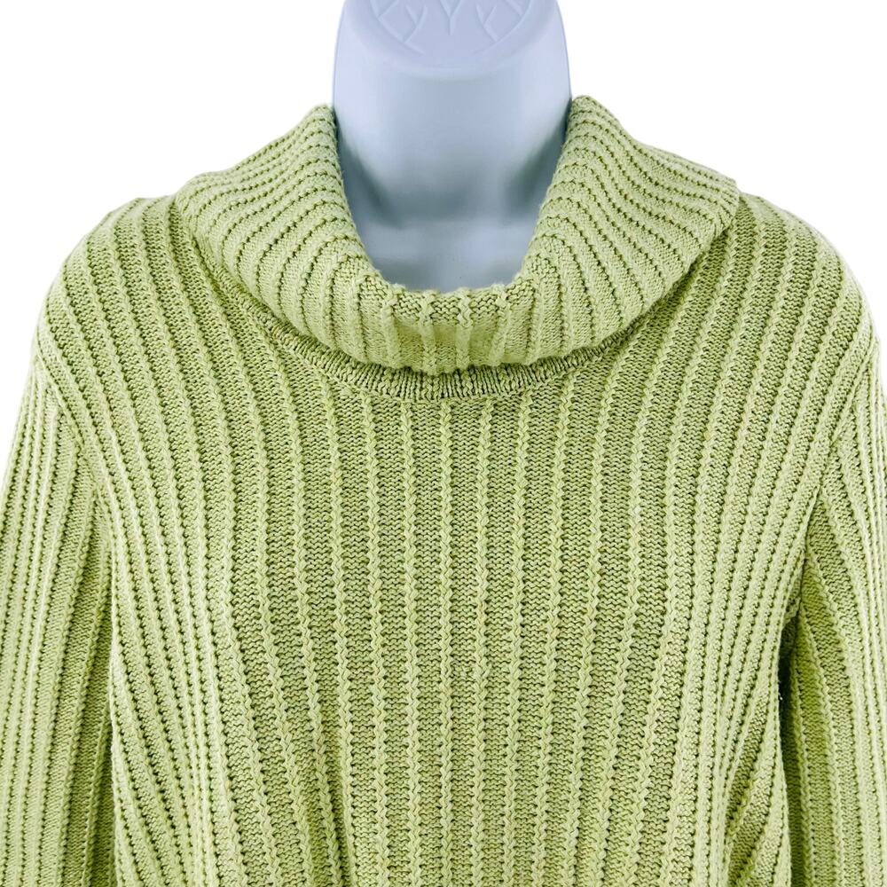 J Jill Green Cotton Cowl Neck Long Sleeve Oversize Pullover Tunic Sweater M - Picture 4 of 10